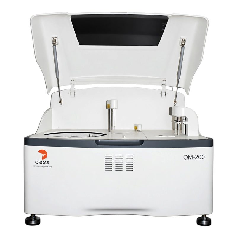 Oscar OM-200 analyzer for liver function, kidney function, lipid profile, glucose, and enzyme tests