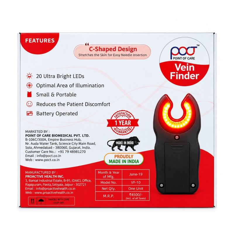 POCT portable LED vein finder for peripheral vein localization