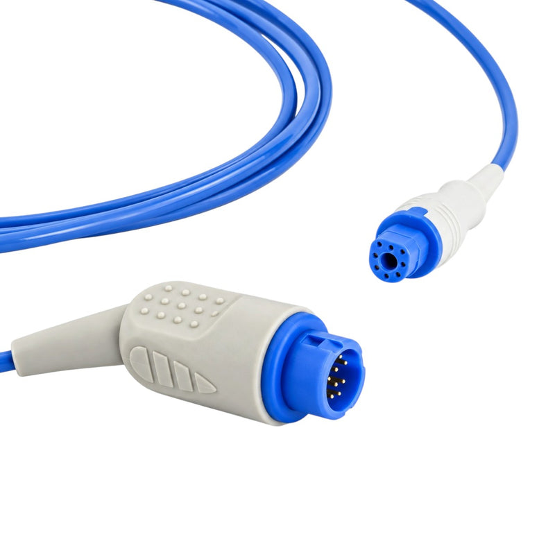 Philips 12-pin to 8-pin SpO₂ extension adapter cable with white TPU cable