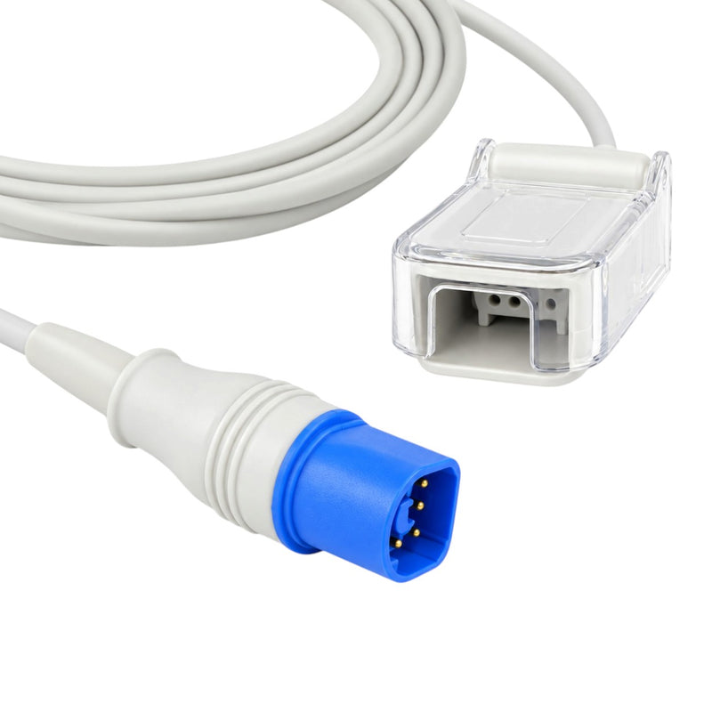 Philips 8-pin Masimo LNCS SpO₂ extension adapter cable with white TPU cable