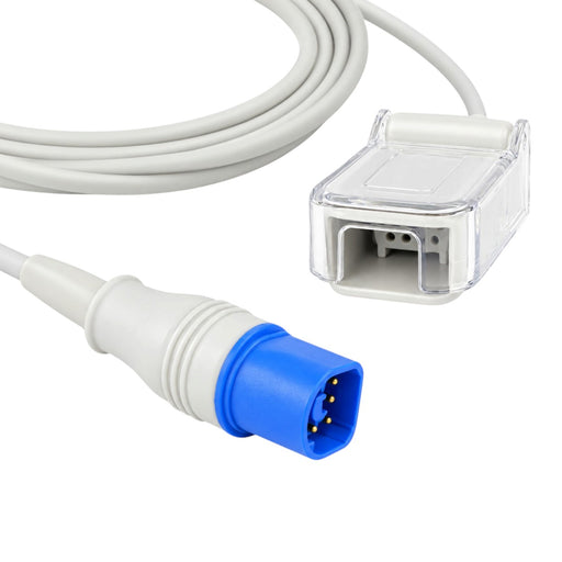 Philips 8-pin Masimo LNCS SpO₂ extension adapter cable with white TPU cable