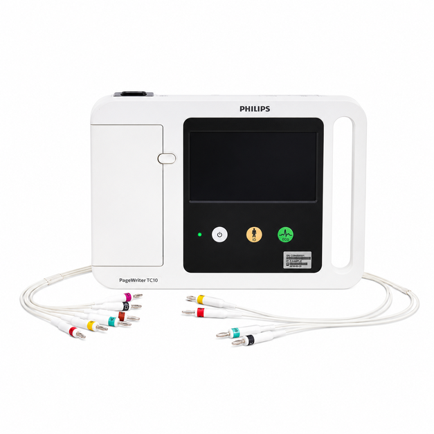 Philips PageWriter TC10 12 Channel Portable ECG Machine with 7-inch touchscreen, Philips DXL ECG interpretation, thermal printer, and wireless connectivity