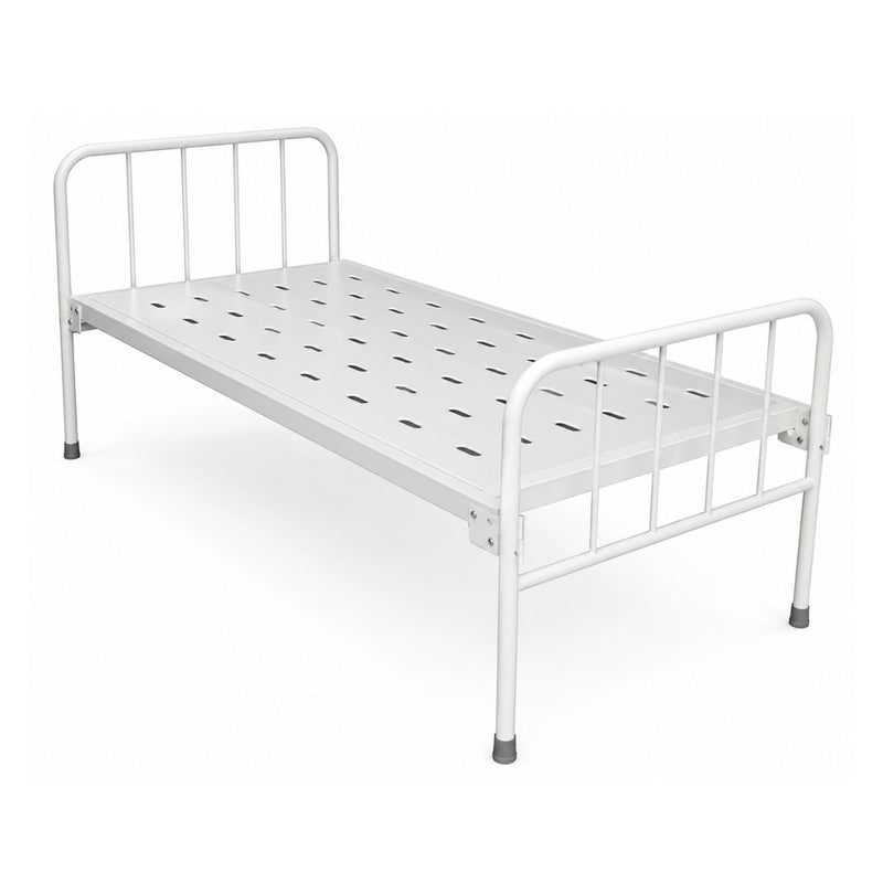 plain hospital bed with mild steel construction and silver finish
