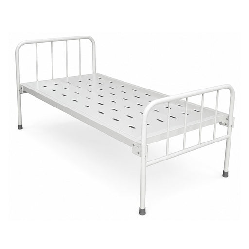 plain hospital bed with mild steel construction and silver finish