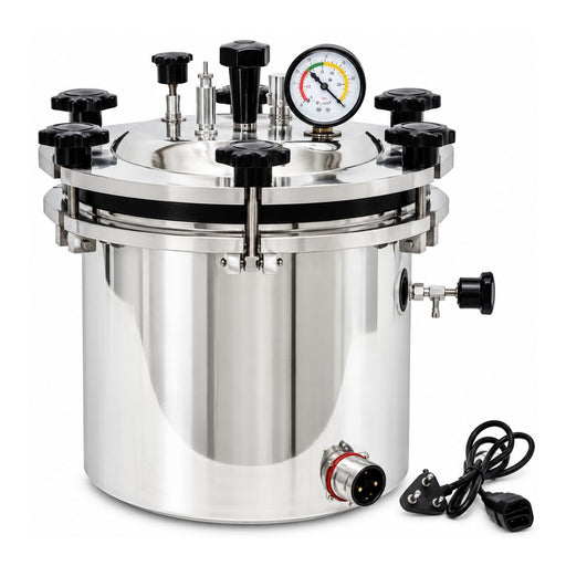 APS-VA-28 28 litre portable aluminium vertical autoclave 20 psi pressure gauge.