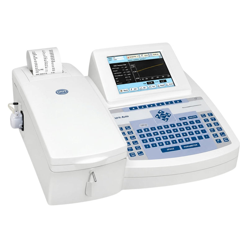 RMS Analytica 705 semi-automatic biochemistry analyzer with seven wavelengths from 340 to 670 nm and a 30 µL quartz flow cell.