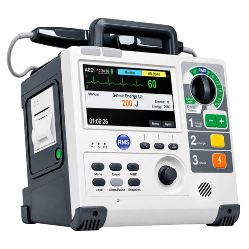 RMS Soter 201 defibrillator with color display and ECG monitoring