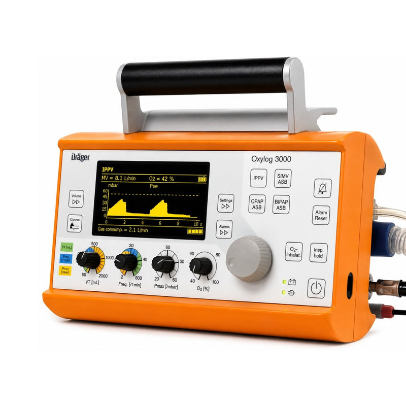 Refurbished Dräger Oxylog 3000 Plus emergency transport ventilator