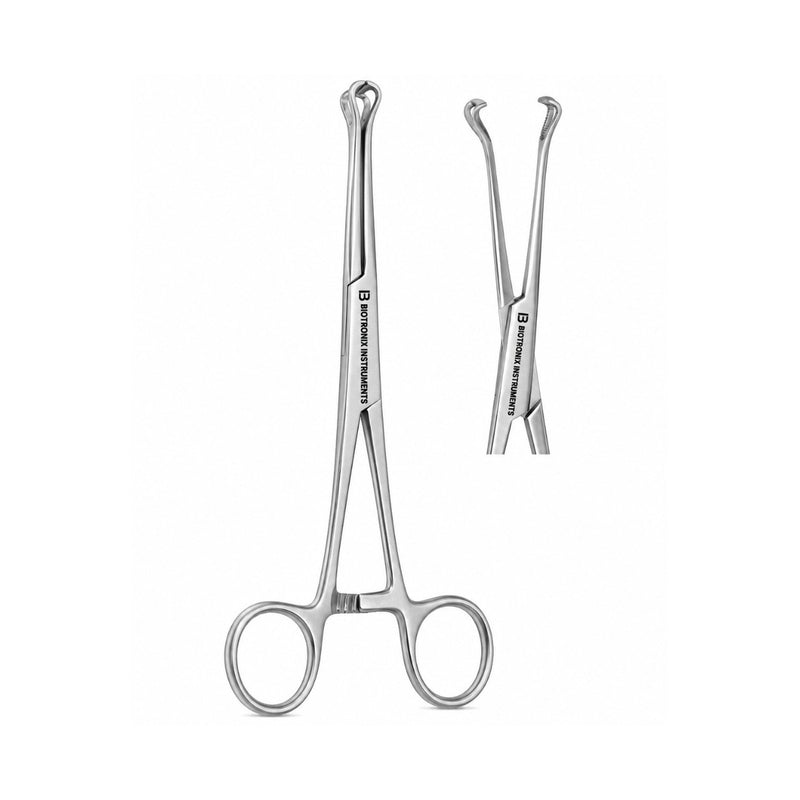 stainless steel Babcock tissue grasping forceps with fenestrated jaws