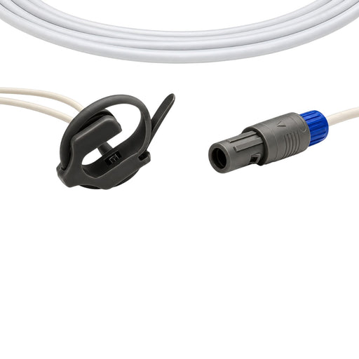 Gray TPU-jacketed 10-foot cable for Risingmed RPM 9000A-compatible SpO₂ sensor