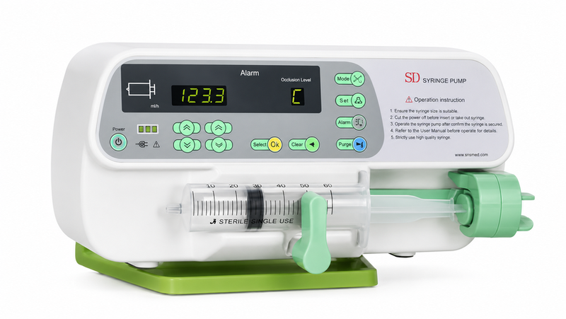 Sino SN-50C6 MDT Syringe Infusion Pump with automatic syringe recognition, IPX4 splash-proof design, LCD display and rechargeable battery Health Yantra Store