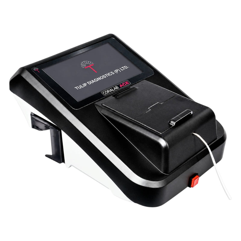 Front view of Tulip Coralab ACE semi-automated biochemistry analyzer