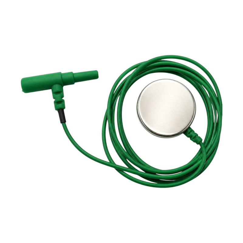 Universal NCV Ground Electrode online with 2.5 cm stainless steel electrode, 1 meter cable and snap connector for reliable EMG and nerve conduction studies.