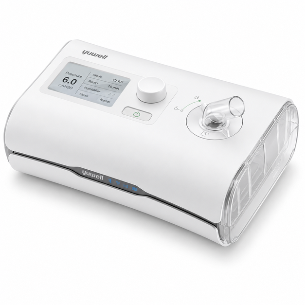 Yuwell YH-550 Auto CPAP Machine with integrated heated humidifier, 3.5-inch LCD display, APAP technology and silent high-performance motor