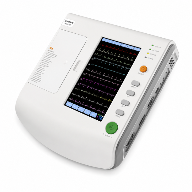 Compact and portable Zoncare ZQ1212 ECG machine for bedside and emergency cardiac diagnostics