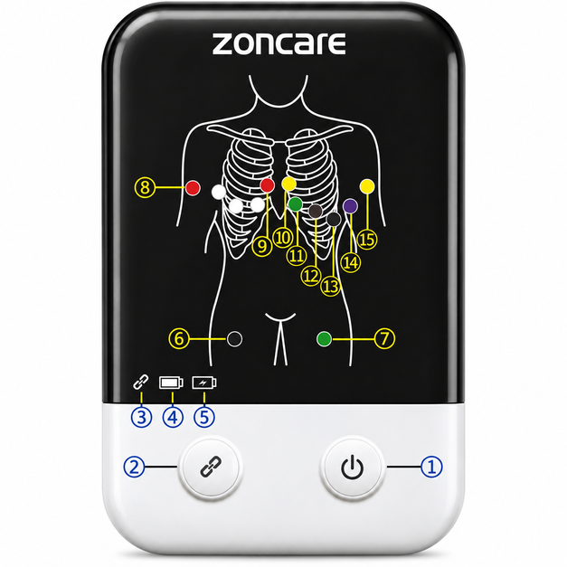 Front view of Zoncare iMAC10 PC 12-channel ECG machine for cardiac diagnostics