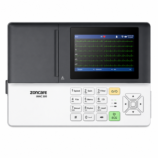 Compact and lightweight Zoncare iMAC300 ECG machine for bedside and mobile cardiac screening