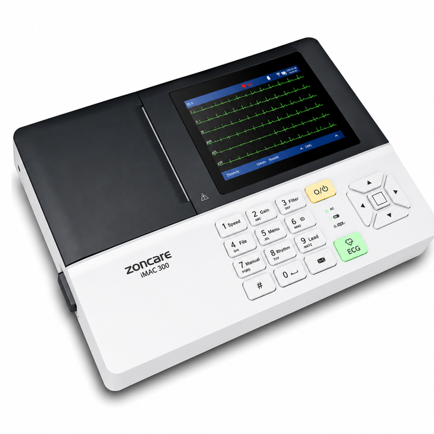 Zoncare iMAC300 3 Channel ECG Machine used in hospitals, clinics, and cardiology departments.