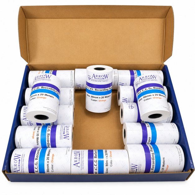Arrow ECG Paper Roll 80mm x 20m for 3 Channel ECG Machin in a carboard box packing 