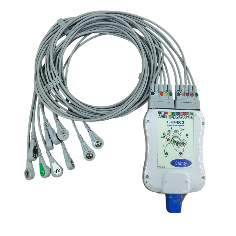 Clarity True ST 10-lead TMT ECG patient cable with acquisition box available online at Health Yantra Store