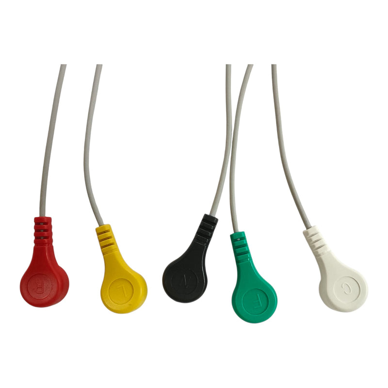 5 Lead ECG Holter Cable – Button Type 1.5 mm DIN for Contec TLC9803 Holter ECG Monitor