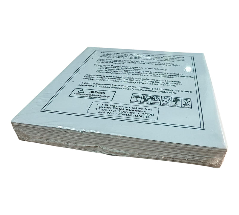 CTG Thermal Paper – 112mm Z-Fold Full Graph Paper Compatible with BPL, Edan & Maestros Fetal Monitors (Pack of 6)