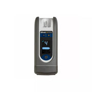 A drive iMed30 portable oxygen concentrator shown against a plain white background. The device has a dark gray outer casing, a silver top panel, and a central blue and black digital display screen.