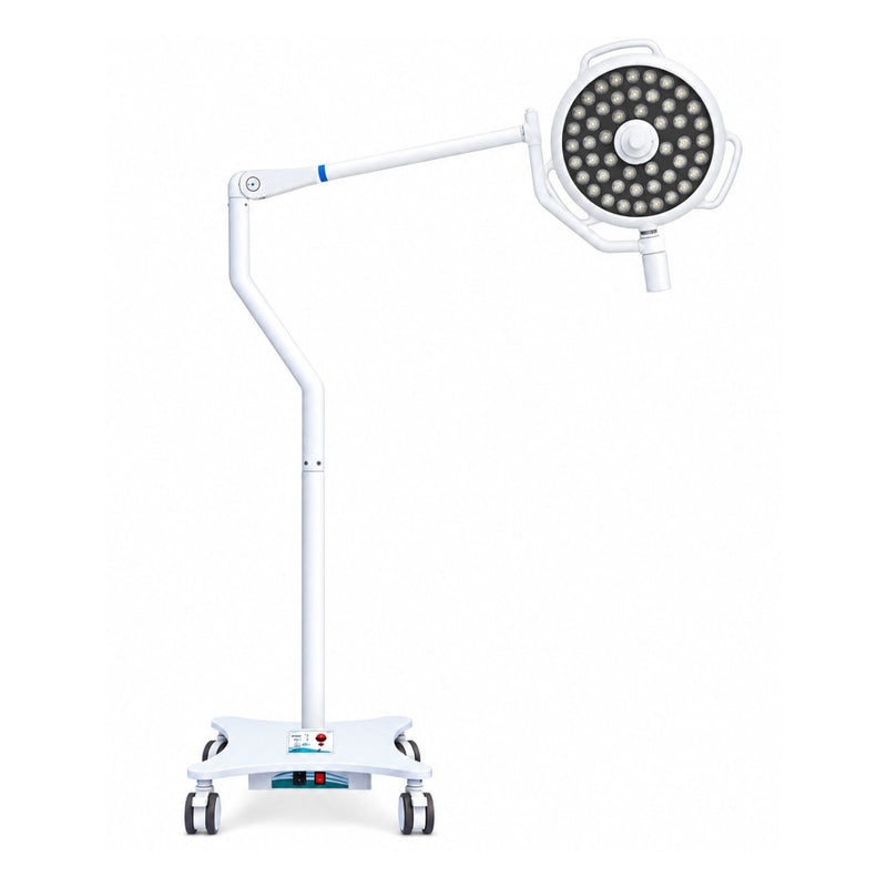 Medinain Eva-500M OT LED Surgical Light infographic showing 150000 Lux, 48 LEDs, 93 Ra and digital intensity control