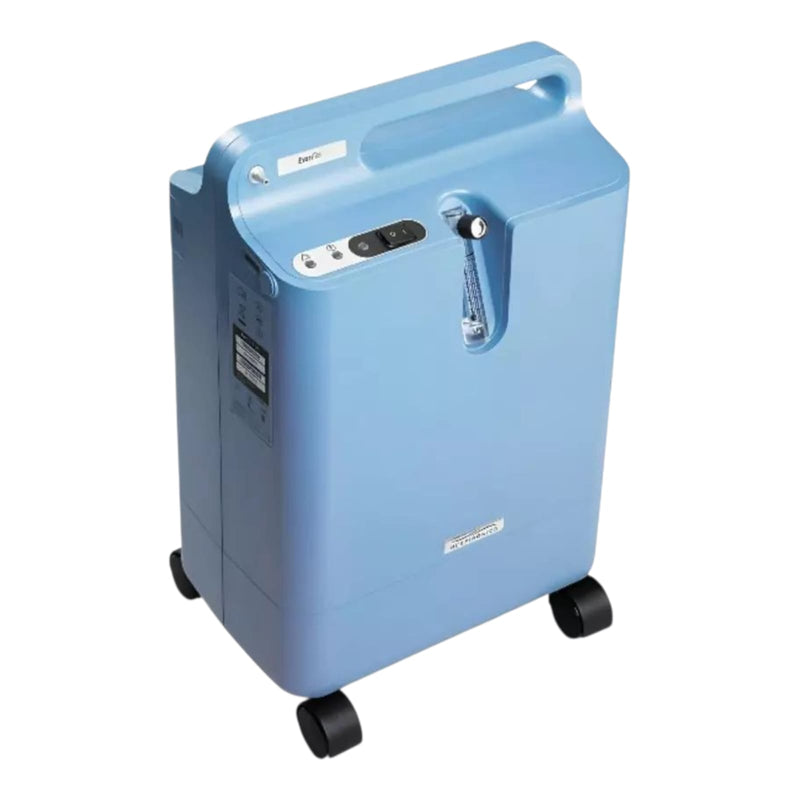 Side profile of Philips Respironics EverFlo oxygen concentrator highlighting its lightweight 14kg build