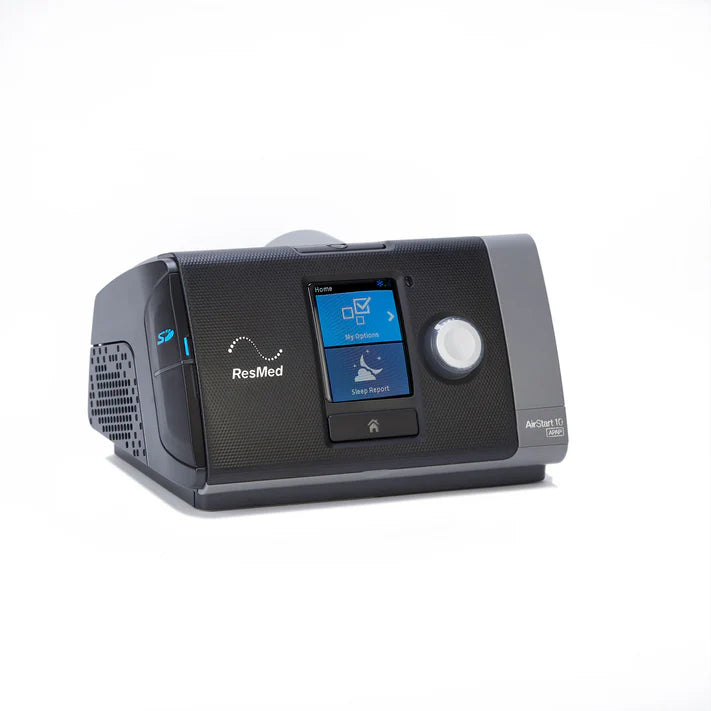 ResMed CPAP machine on a white background