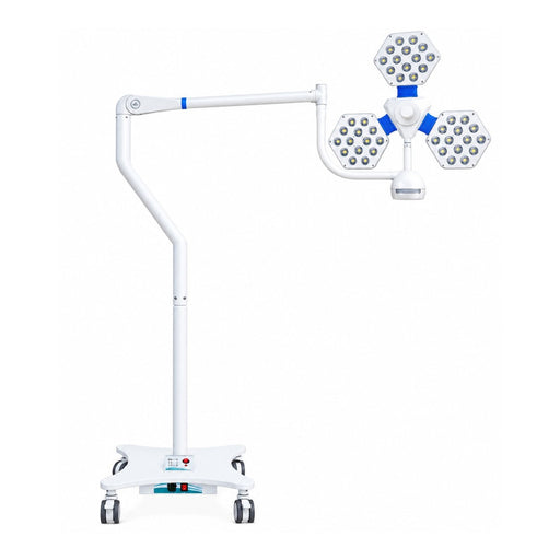 Vega 3M Surgical Light infographic showing 125000 Lux, 57 LEDs, 93 Ra and digital touch intensity control