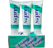 Three tubes of NuPrep skin prep gel with a box in the background on a white background